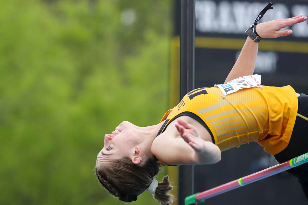 Iowa's Aubrianna Lantrip during women's high jump at Big Ten Outdoor Track and Field Championships at Francis X. Cretzmeyer Track on Sunday, May 12, 2019. (Lily Smith/hawkeyesports.com)