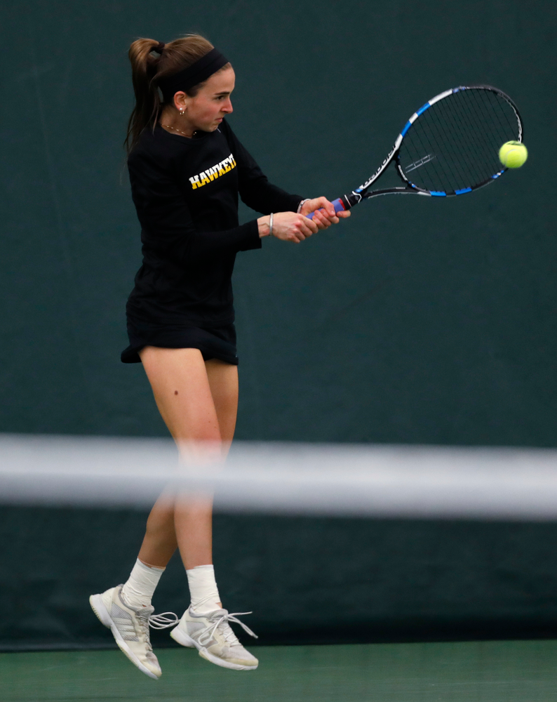 Adrienne Jensen against Ohio State Sunday, March 25, 2018 at the Hawkeye Tennis and Recreation Center. (Brian Ray/hawkeyesports.com)