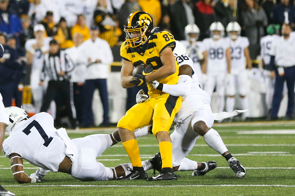 Iowa Hawkeyes wide receiver Nico Ragaini (89) during Iowa football vs Penn State on Saturday, October 12, 2019 at Kinnick Stadium. (Lily Smith/hawkeyesports.com)