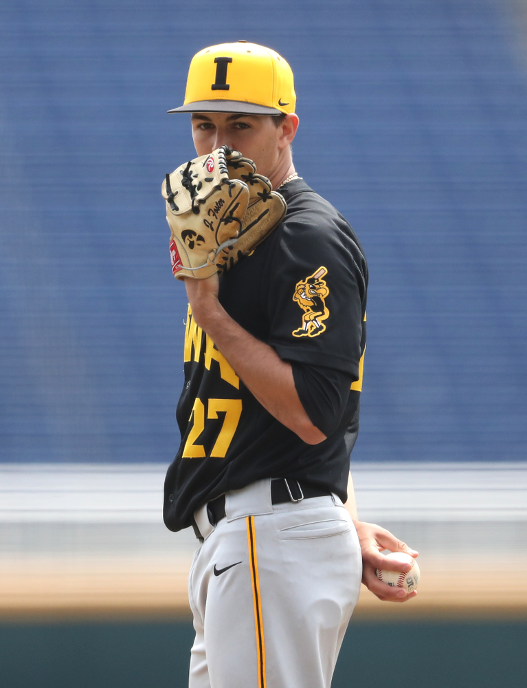 Iowa Hawkeyes Jason Foster (27) against the Nebraska Cornhuskers in the first round of the Big Ten Baseball Tournament Friday, May 24, 2019 at TD Ameritrade Park in Omaha, Neb. (Brian Ray/hawkeyesports.com)
