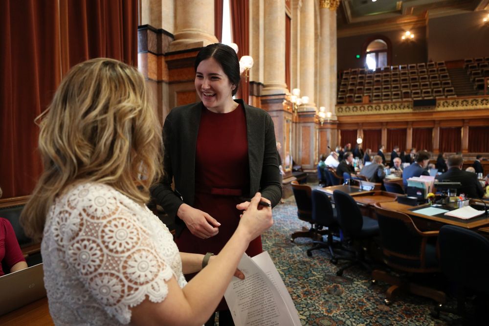 Iowa WomenÕs BasketballÕs Megan Gustafson is recognized with a resolution by the house and the senate at the Iowa State Capitol Wednesday, April 24, 2019 in Des Moines. (Brian Ray/hawkeyesports.com)