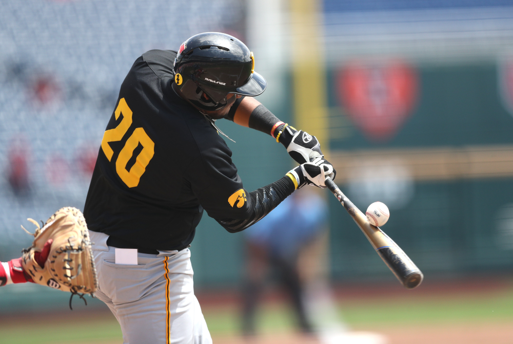 Iowa Hawkeyes Izaya Fullard (20) against the Nebraska Cornhuskers in the first round of the Big Ten Baseball Tournament Friday, May 24, 2019 at TD Ameritrade Park in Omaha, Neb. (Brian Ray/hawkeyesports.com)