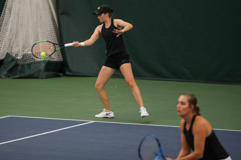 IowaÕs Elise Van Heuvelen Treadwell at womenÕs tennis senior day vs Nebraska on Saturday, April 13, 2019 at the Hawkeye Tennis and Recreation Complex. (Lily Smith/hawkeyesports.com)