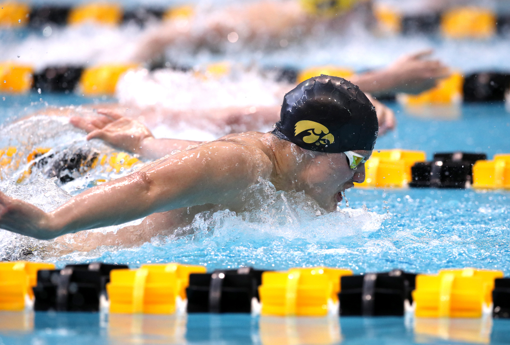Iowa's Anze Fers Erzen swims in the preliminaries of the 200-yard IM during the 2019 Big Ten Swimming and Diving Championships Thursday, February 28, 2019 at the Campus Wellness and Recreation Center. (Brian Ray/hawkeyesports.com)