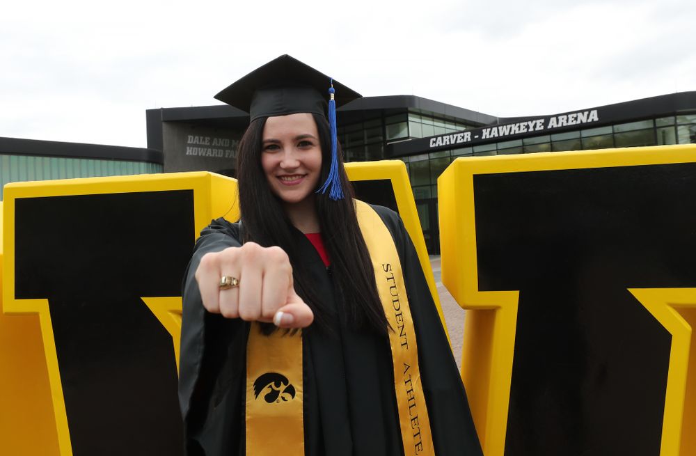 Iowa WomenÕs BasketballÕs Megan Gustafson during the Tippie College of Business spring commencement Saturday, May 11, 2019 at Carver-Hawkeye Arena. (Brian Ray/hawkeyesports.com)