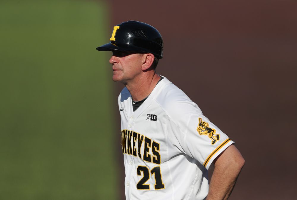 Iowa Hawkeyes head coach Rick Heller against the Nebraska Cornhuskers Saturday, April 20, 2019 at Duane Banks Field. (Brian Ray/hawkeyesports.com)
