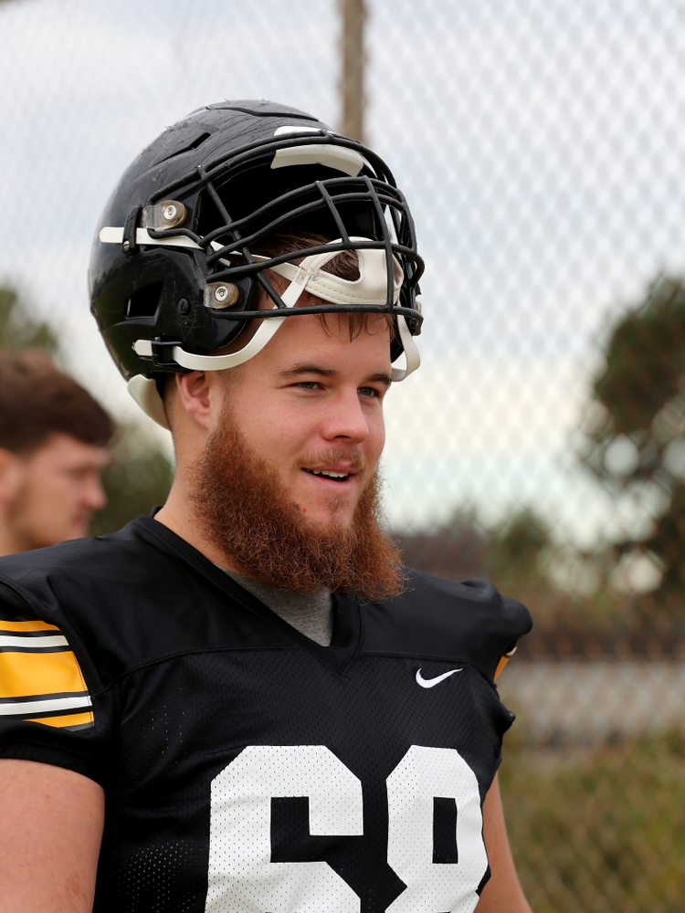 Iowa Hawkeyes offensive lineman Landan Paulsen (68) before practice Sunday, December 22, 2019 at Mesa College in San Diego. (Brian Ray/hawkeyesports.com)