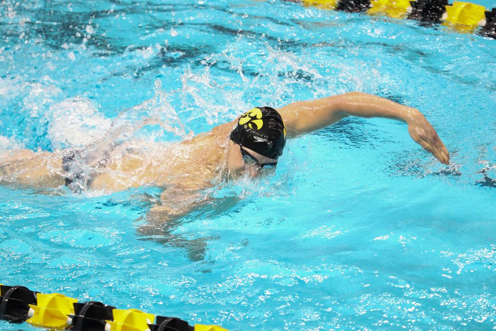 IowaÕs Aleksey Tarasenko competes in the 200 yard freestyle against Notre Dame and Illinois Saturday, January 11, 2020 at the Campus Recreation and Wellness Center. (Brian Ray/hawkeyesports.com)