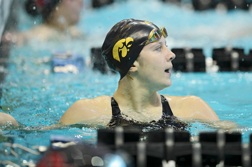 Iowa’s Zoe Pawloski swims in the women’s 200 yard backstroke preliminary event during the 2020 Women’s Big Ten Swimming and Diving Championships at the Campus Recreation and Wellness Center in Iowa City on Saturday, February 22, 2020. (Stephen Mally/hawkeyesports.com)