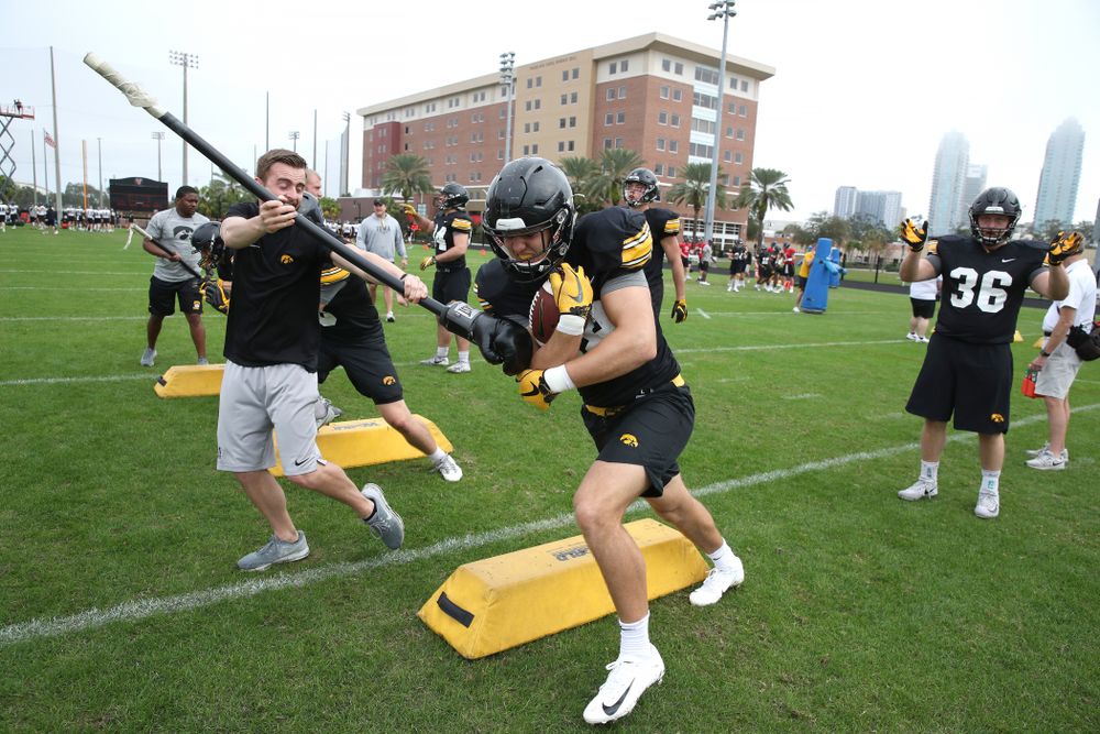 Iowa Hawkeyes tight end T.J. Hockenson (38) as the team prepares for the Outback Bowl Saturday, December 29, 2018 at Tampa University. (Brian Ray/hawkeyesports.com)