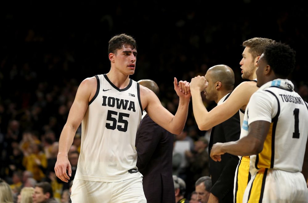 Iowa Hawkeyes forward Luka Garza (55) against the Maryland Terrapins Friday, January 10, 2020 at Carver-Hawkeye Arena. (Brian Ray/hawkeyesports.com)