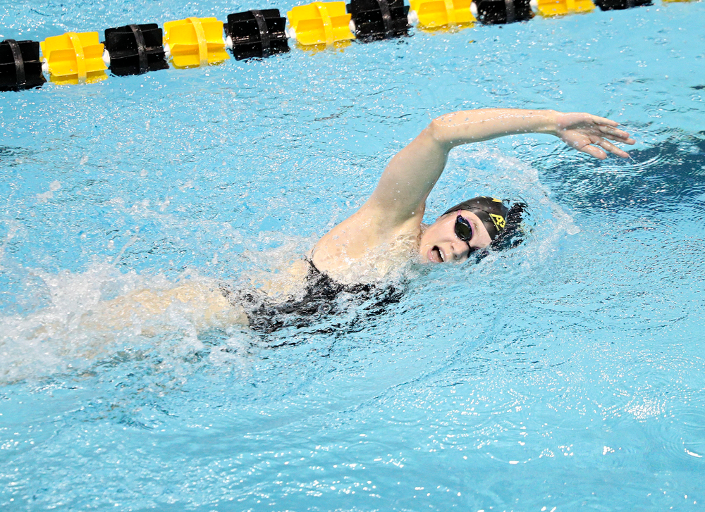 Iowa’s Alley Thomas swims the women’s 1000-yard freestyle event during their meet against Michigan State and Northern Iowa at the Campus Recreation and Wellness Center in Iowa City on Friday, Oct 4, 2019. (Stephen Mally/hawkeyesports.com)