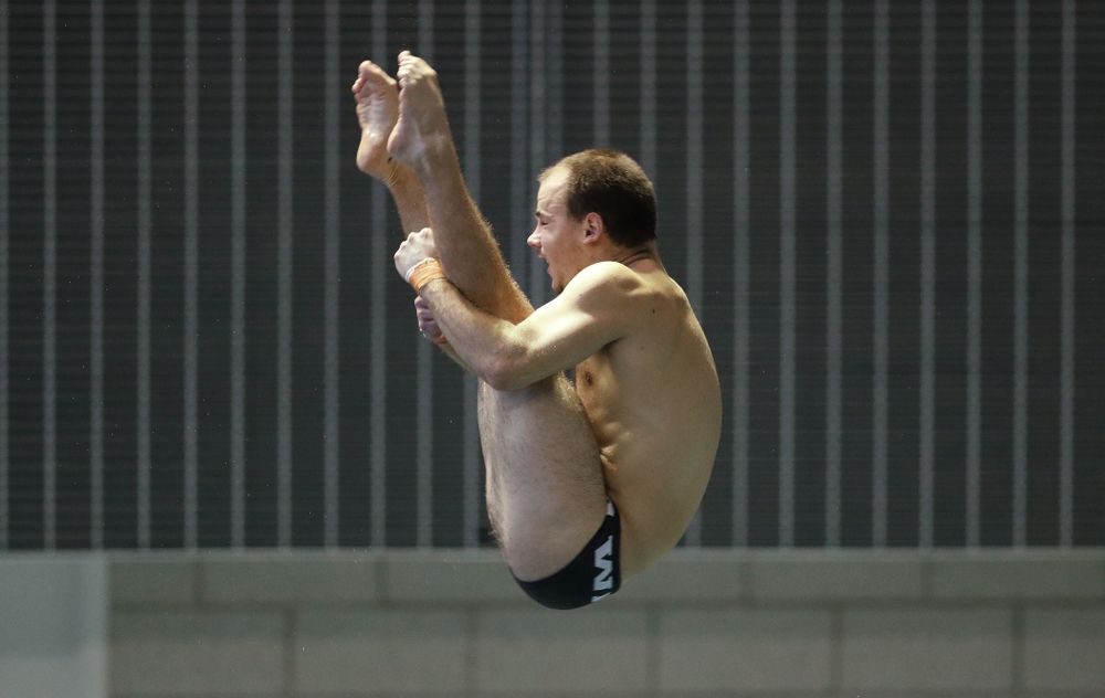 Anton Hoherz competes on the 3 meter board Thursday, November 15, 2018 during the 2018 Hawkeye Invitational at the Campus Recreation and Wellness Center. (Brian Ray/hawkeyesports.com)