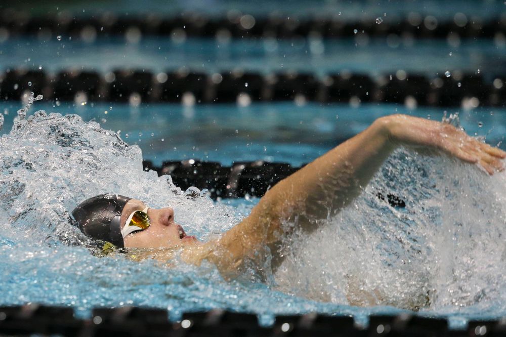 Iowa's Kenneth Meade at the 200-yard backstroke race Saturday, March 2, 2019 at the Campus Recreation and Wellness Center. (Lily Smith/hawkeyesports.com)