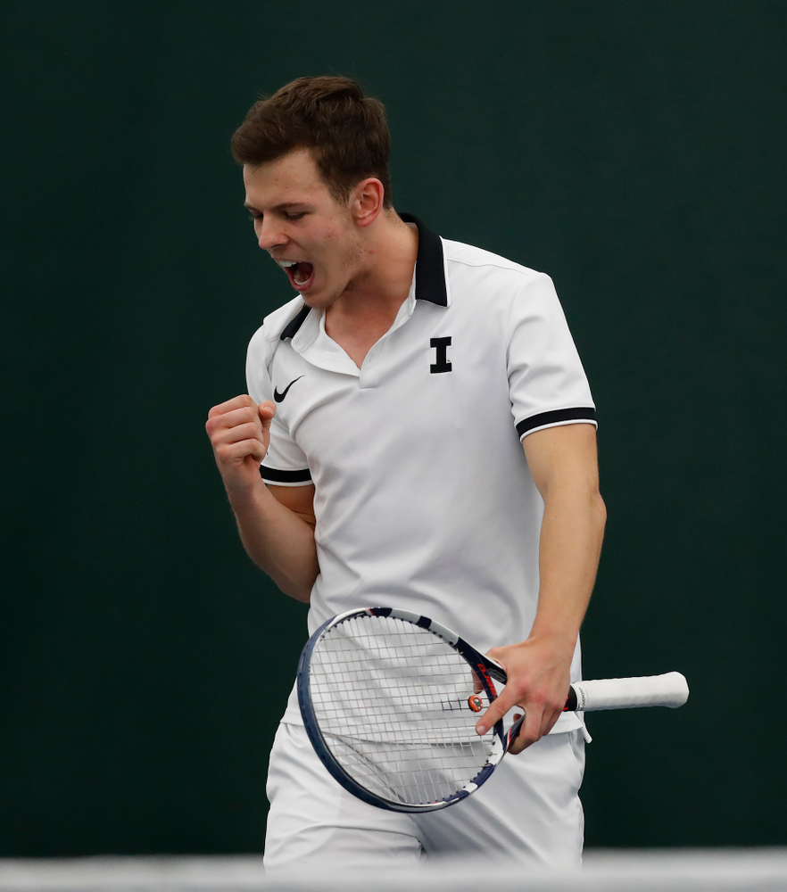 Will Davies and Piotr Smietana play a doubles match against Purdue Sunday, April 15, 2018 at the Hawkeye Tennis and Recreation Center. (Brian Ray/hawkeyesports.com)