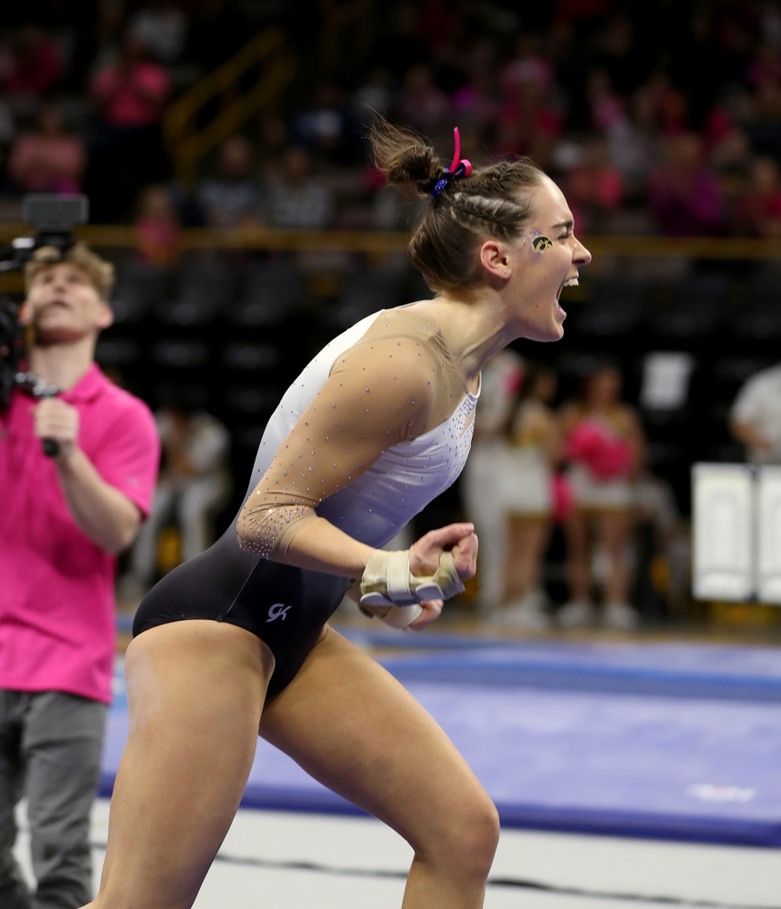 IowaÕs Allie Gilchrist competes on the beam against Ball State and Air Force Saturday, January 11, 2020 at Carver-Hawkeye Arena. (Brian Ray/hawkeyesports.com)