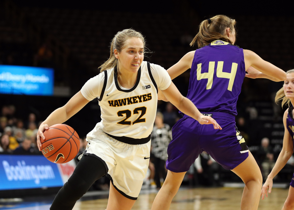 Iowa Hawkeyes guard Kathleen Doyle (22) against North Alabama Thursday, November 14, 2019 at Carver-Hawkeye Arena. (Brian Ray/hawkeyesports.com)