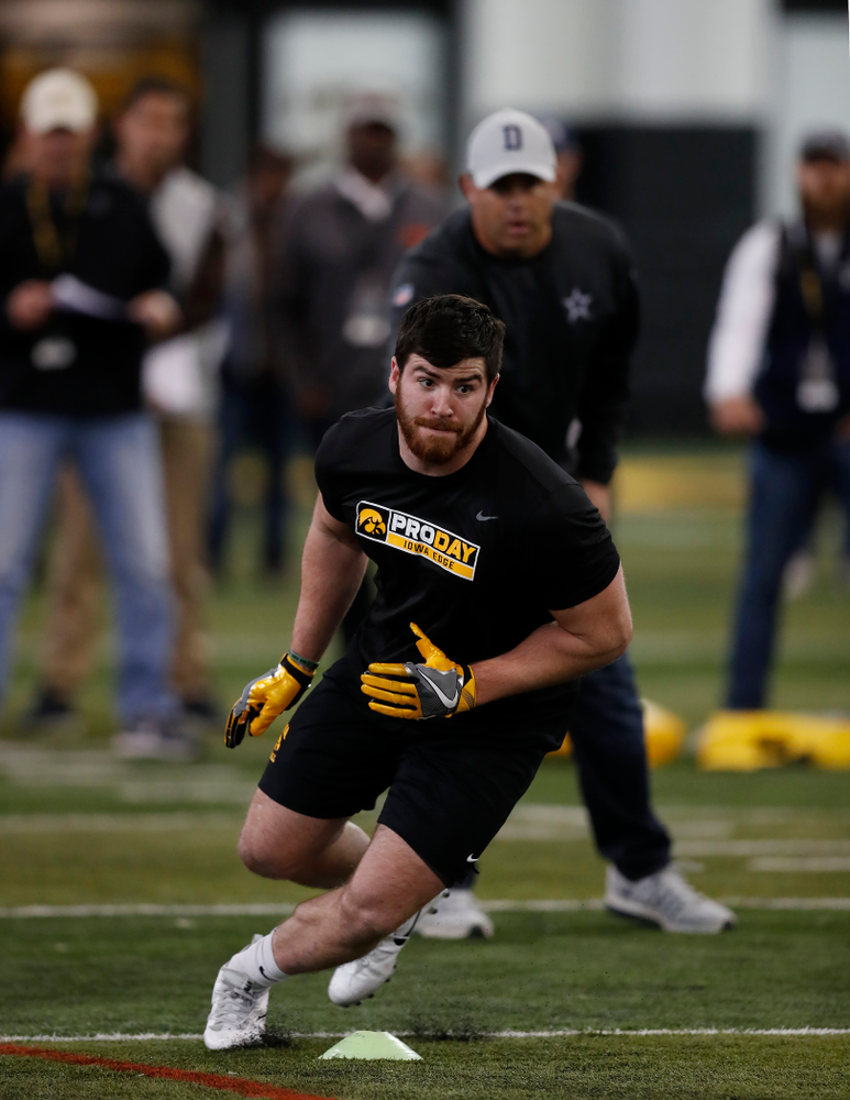 Iowa Hawkeyes linebacker Josey Jewell (43) during the team's annual pro day Monday, March 26, 2018 at the Hansen Football Performance Center. (Brian Ray/hawkeyesports.com)