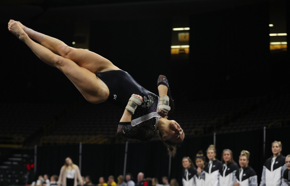 Iowa's Allie Gilchrist competes on the floor against the Rutgers Scarlet Knights Saturday, January 26, 2019 at Carver-Hawkeye Arena. (Brian Ray/hawkeyesports.com)