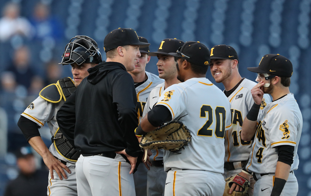 Iowa Hawkeyes pitching coach Tom Gorzelanny against the Indiana Hoosiers in the first round of the Big Ten Baseball Tournament Wednesday, May 22, 2019 at TD Ameritrade Park in Omaha, Neb. (Brian Ray/hawkeyesports.com)