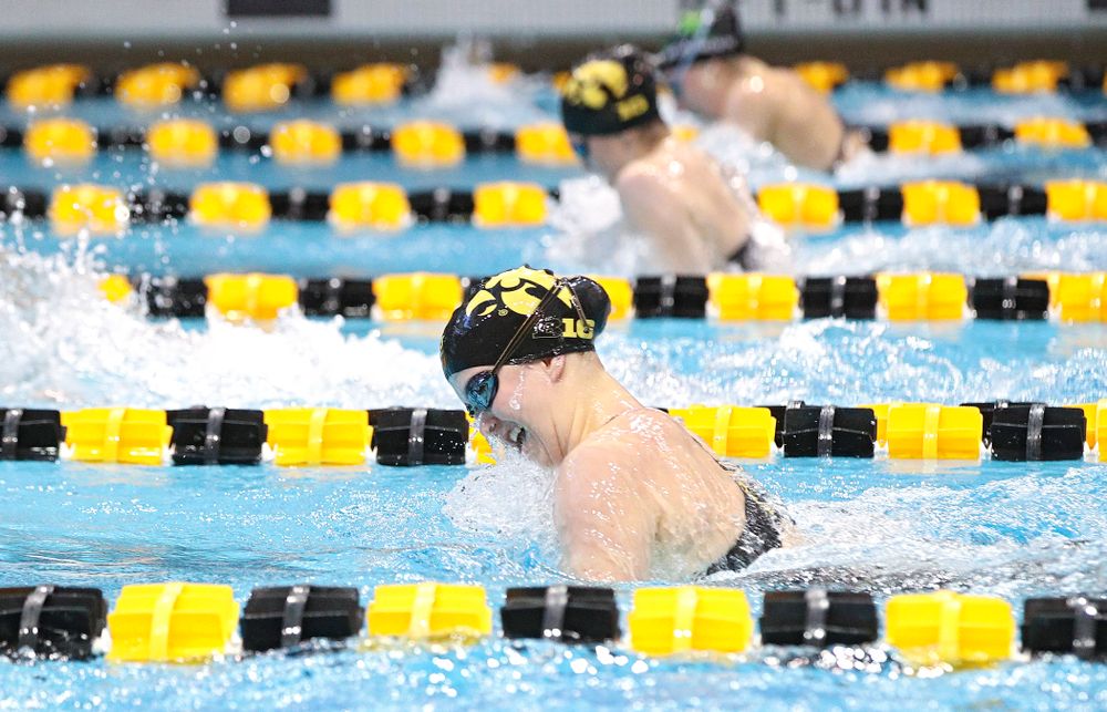 Iowa’s Christina Crane swims the women’s 200 yard individual medley preliminary event during the 2020 Women’s Big Ten Swimming and Diving Championships at the Campus Recreation and Wellness Center in Iowa City on Thursday, February 20, 2020. (Stephen Mally/hawkeyesports.com)