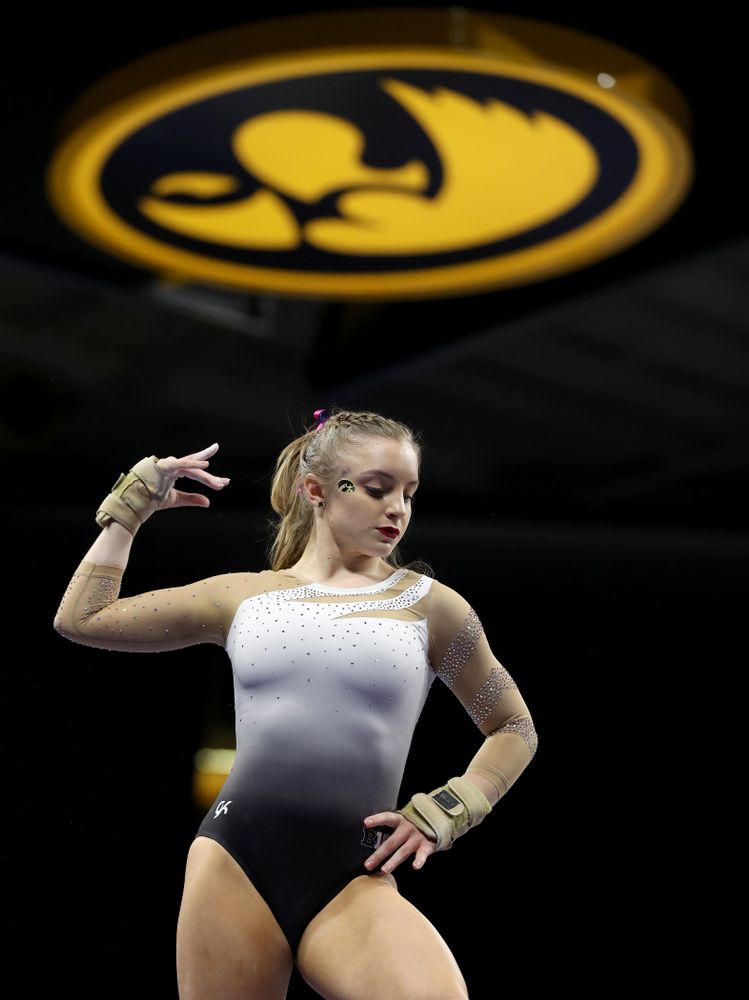 IowaÕs Lauren Guerin competes on the beam against Ball State and Air Force Saturday, January 11, 2020 at Carver-Hawkeye Arena. (Brian Ray/hawkeyesports.com)