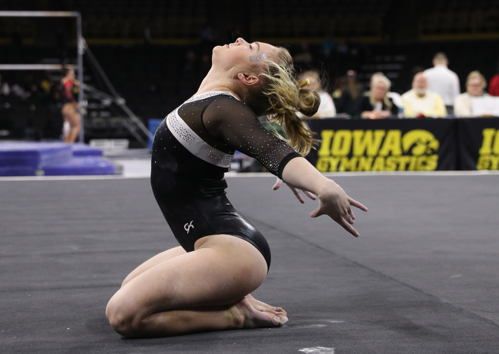 Iowa's Charlotte Sullivan competes on the floor against the Rutgers Scarlet Knights Saturday, January 26, 2019 at Carver-Hawkeye Arena. (Brian Ray/hawkeyesports.com)