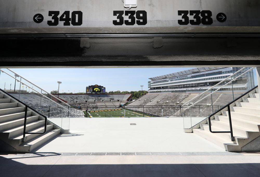 The view from the third level in the new north end zone of Kinnick Stadium Friday, August 9, 2019. (Brian Ray/hawkeyesports.com)