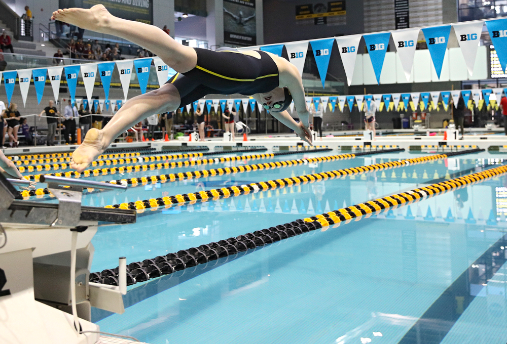 Iowa’s Taylor Hartley swims the women’s 1650 yard freestyle event during the 2020 Women’s Big Ten Swimming and Diving Championships at the Campus Recreation and Wellness Center in Iowa City on Saturday, February 22, 2020. (Stephen Mally/hawkeyesports.com)