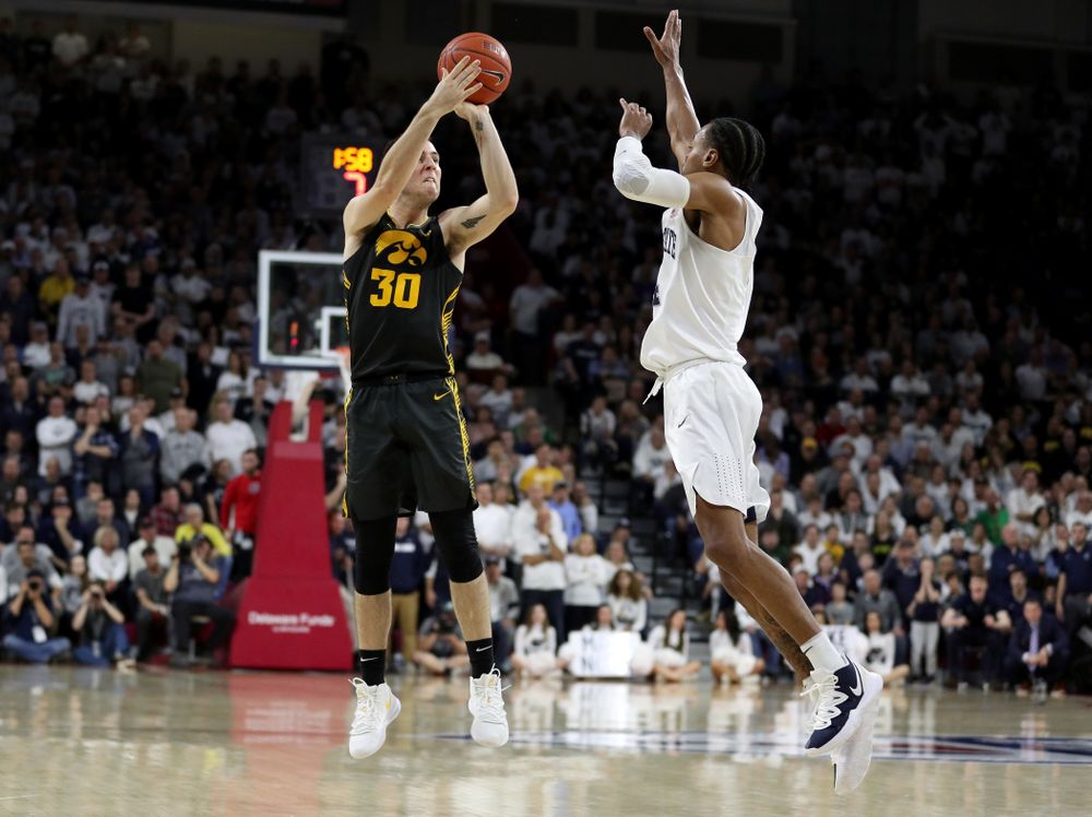 Iowa Hawkeyes guard Connor McCaffery (30) against Penn State Saturday, January 4, 2020 at the Palestra in Philadelphia. (Brian Ray/hawkeyesports.com)