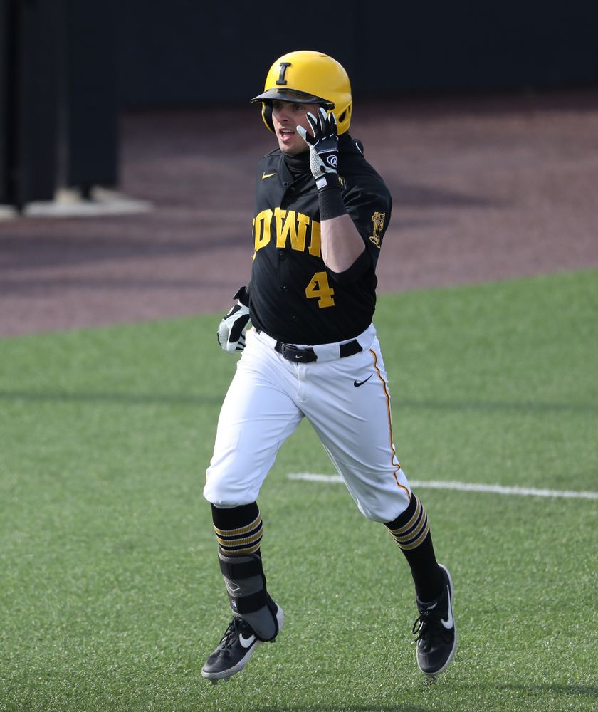 Iowa Hawkeyes infielder Mitchell Boe (4) against California State Northridge Sunday, March 17, 2019 at Duane Banks Field. (Brian Ray/hawkeyesports.com)