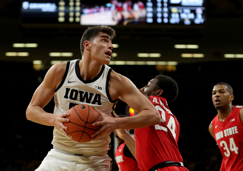 Iowa Hawkeyes forward Luka Garza (55) against the Ohio State Buckeyes Thursday, February 20, 2020 at Carver-Hawkeye Arena. (Brian Ray/hawkeyesports.com)