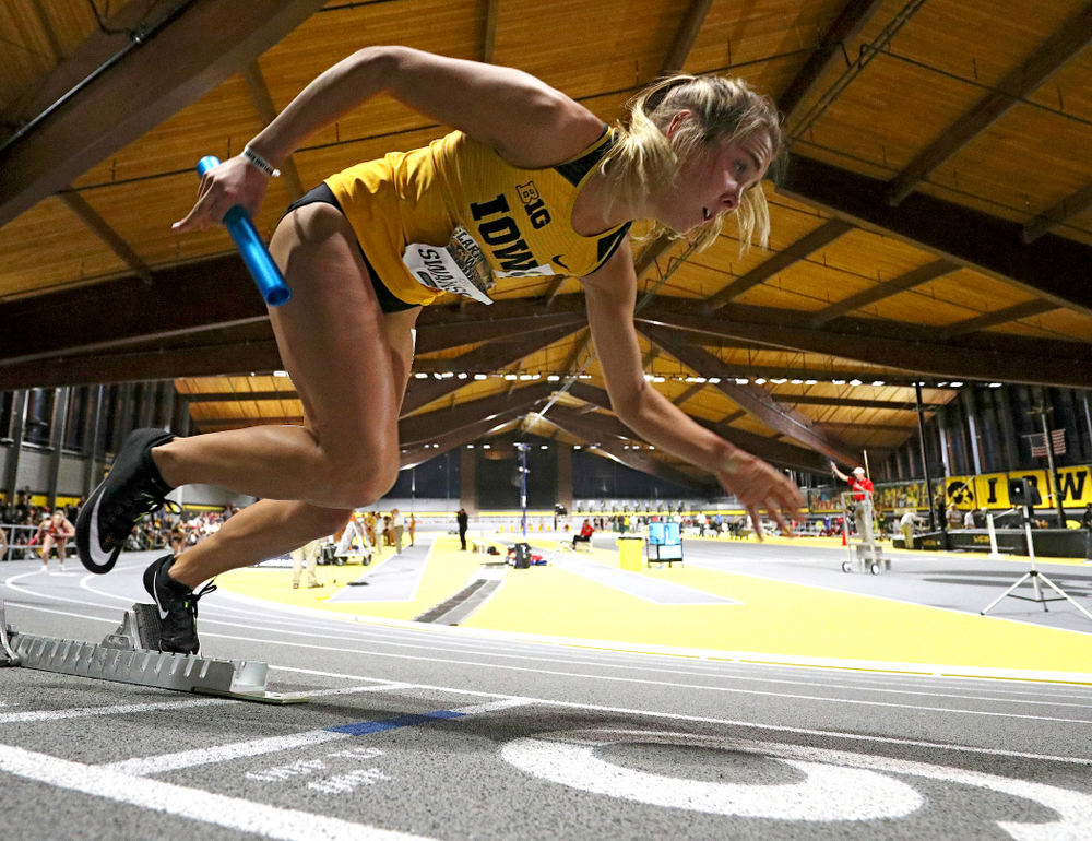 Iowa’s Addie Swanson runs the women’s 1600 meter relay event during the Larry Wieczorek Invitational at the Recreation Building in Iowa City on Saturday, January 18, 2020. (Stephen Mally/hawkeyesports.com)