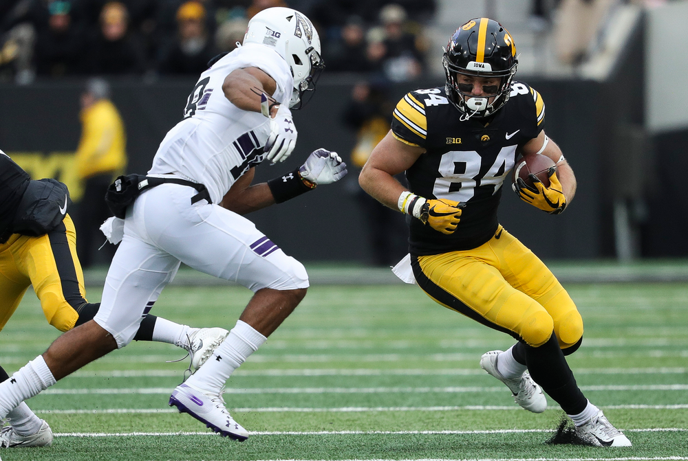 Iowa Hawkeyes wide receiver Nick Easley (84) during a game against Northwestern at Kinnick Stadium on November 10, 2018. (Tork Mason/hawkeyesports.com)