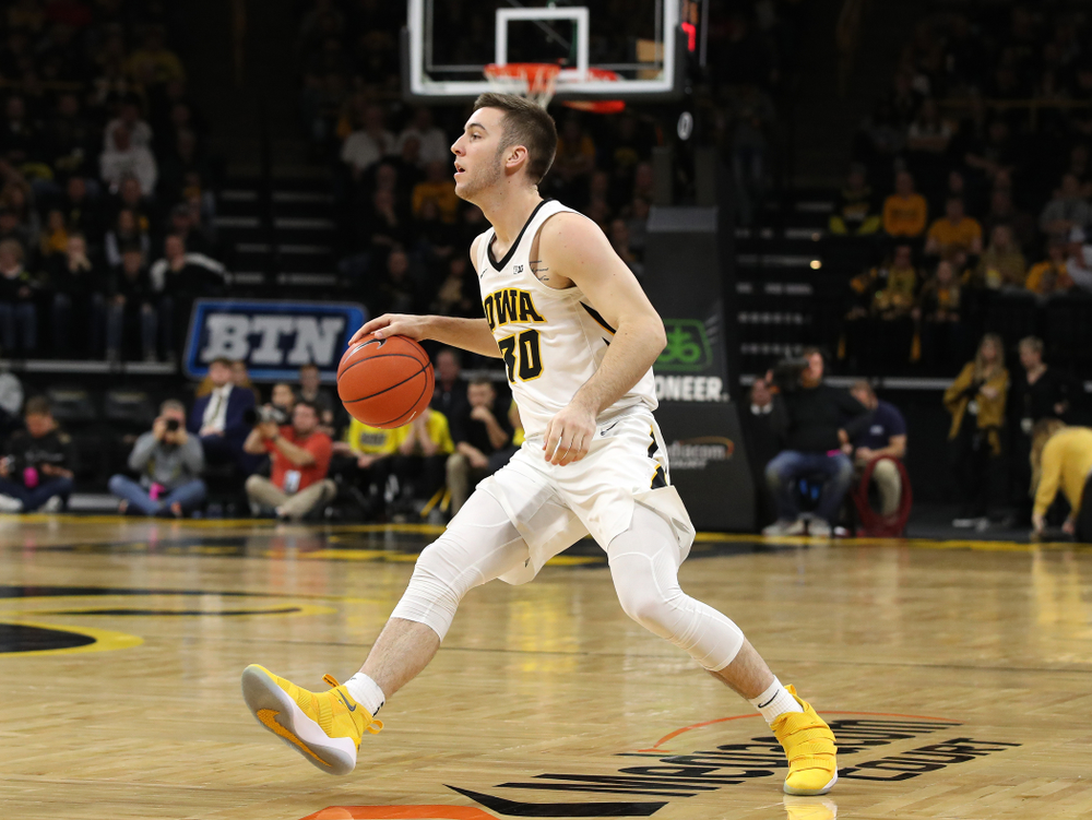 Iowa Hawkeyes guard Connor McCaffery (30) against the Ohio State Buckeyes Saturday, January 12, 2019 at Carver-Hawkeye Arena. (Brian Ray/hawkeyesports.com)