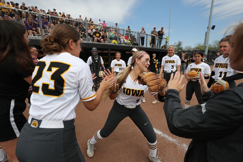 Iowa Hawkeyes Cameron Cecil (1) against the Ohio State Buckeyes on senior day Sunday, May 5, 2019 at Pearl Field. (Brian Ray/hawkeyesports.com)