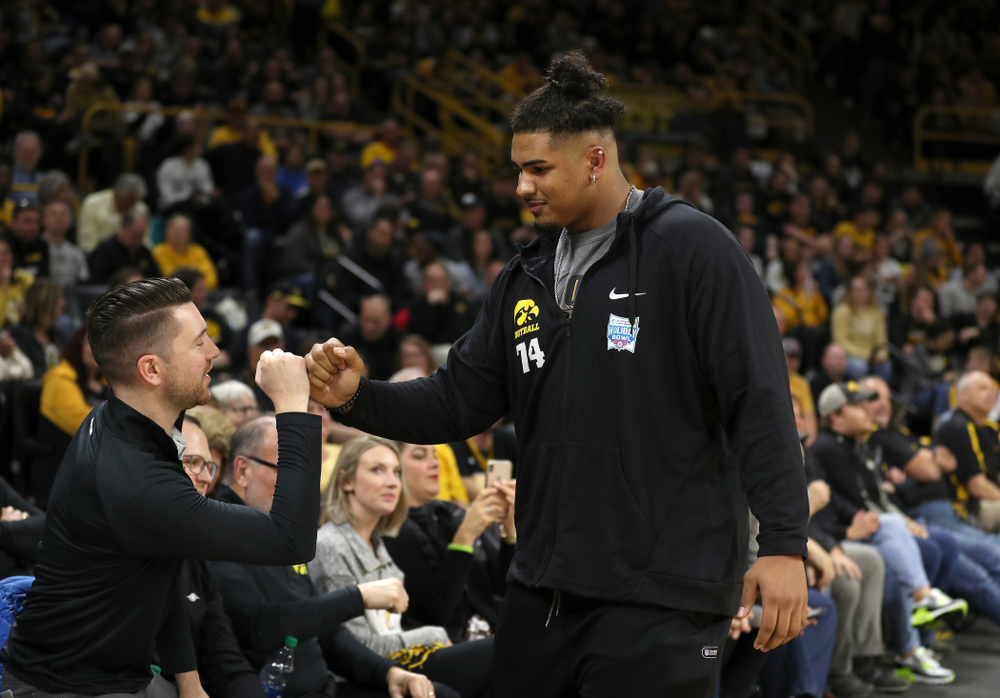Hawkeye Football Player Tristian Wirfs against the Purdue Boilermakers Tuesday, March 3, 2020 at Carver-Hawkeye Arena. (Brian Ray/hawkeyesports.com)