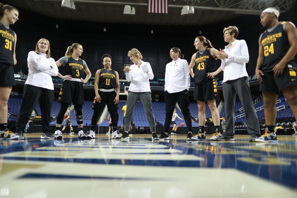 Iowa Hawkeyes head coach Lisa Bluder during practice and media before the regional final of the 2019 NCAA Women's College Basketball Tournament against the Baylor Bears Sunday, March 31, 2019 at Greensboro Coliseum in Greensboro, NC.(Brian Ray/hawkeyesports.com)