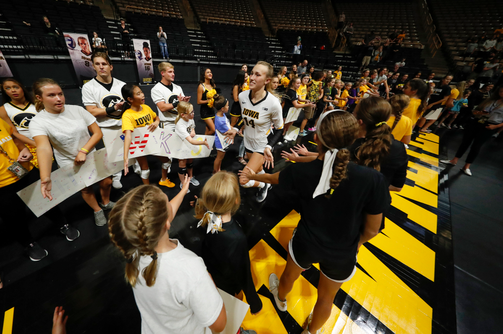Iowa Hawkeyes outside hitter Cali Hoye (14) against Eastern Illinois Sunday, September 9, 2018 at Carver-Hawkeye Arena. (Brian Ray/hawkeyesports.com)
