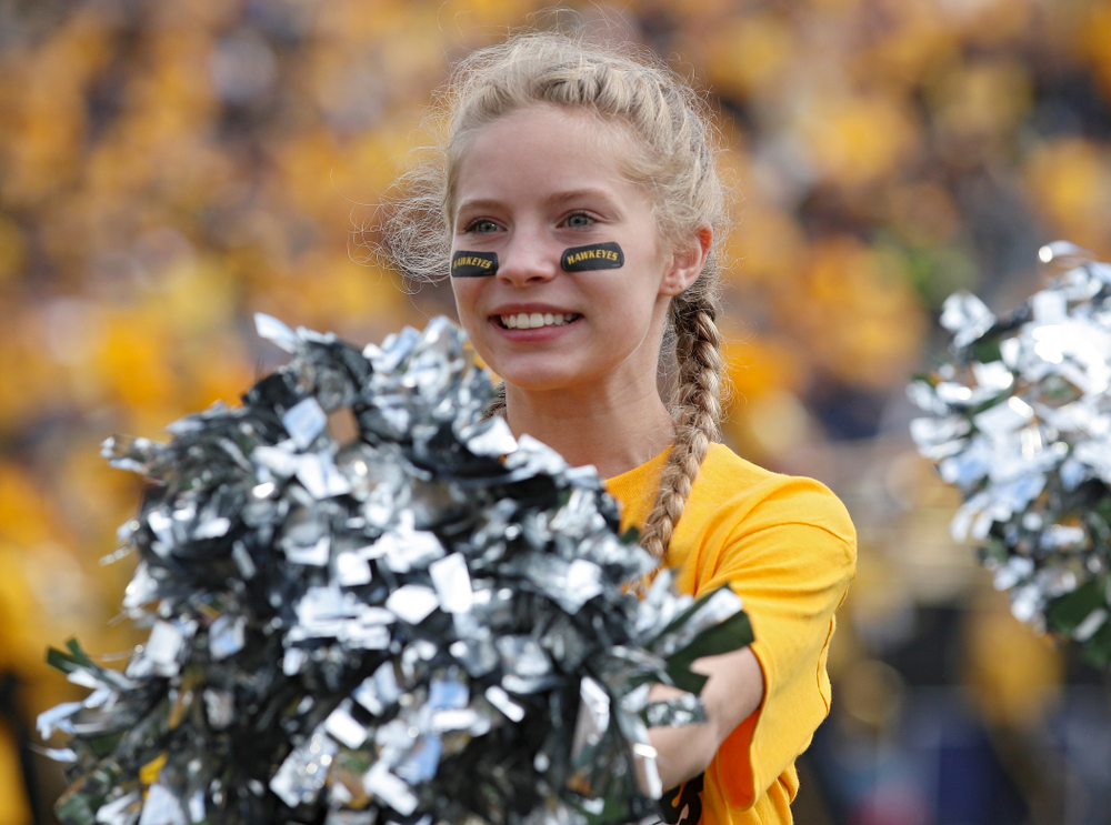 Spirit Squad Day performers on the field during halftime of their game at Kinnick Stadium in Iowa City on Saturday, Sep 28, 2019. (Stephen Mally/hawkeyesports.com)