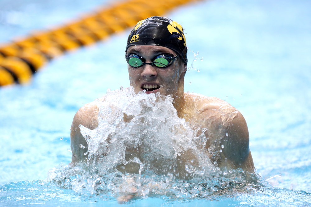 Iowa's Caleb Babb swims in the preliminaries of the 50-yard freestyle during the 2019 Big Ten Swimming and Diving Championships Thursday, February 28, 2019 at the Campus Wellness and Recreation Center. (Brian Ray/hawkeyesports.com)