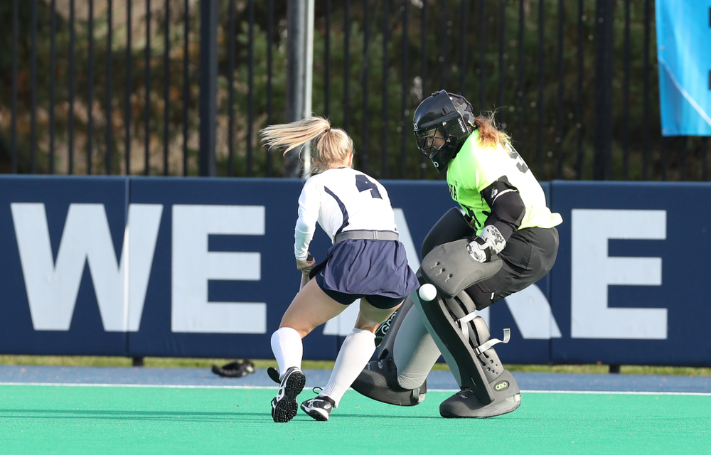Iowa Hawkeyes goaltender Leslie Speight (96) against Penn State in the 2019 Big Ten Field Hockey Tournament Championship Game Sunday, November 10, 2019 in State College. (Brian Ray/hawkeyesports.com)