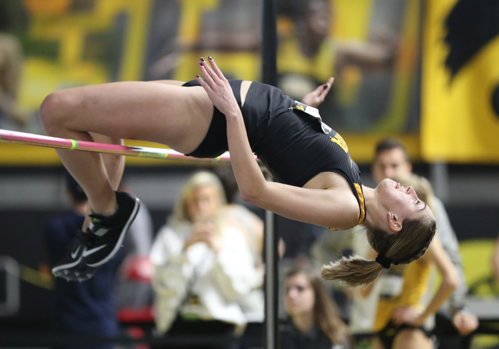 Iowa's Aubrianna Lantrip competes in the high jump during the 2019 Larry Wieczorek Invitational Friday, January 18, 2019 at the Hawkeye Tennis and Recreation Center. (Brian Ray/hawkeyesports.com)