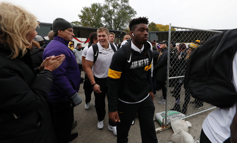 Iowa Hawkeyes running back Tyler Goodson (15) against the Northwestern Wildcats Saturday, October 26, 2019 at Ryan Field in Evanston, Ill. (Brian Ray/hawkeyesports.com)