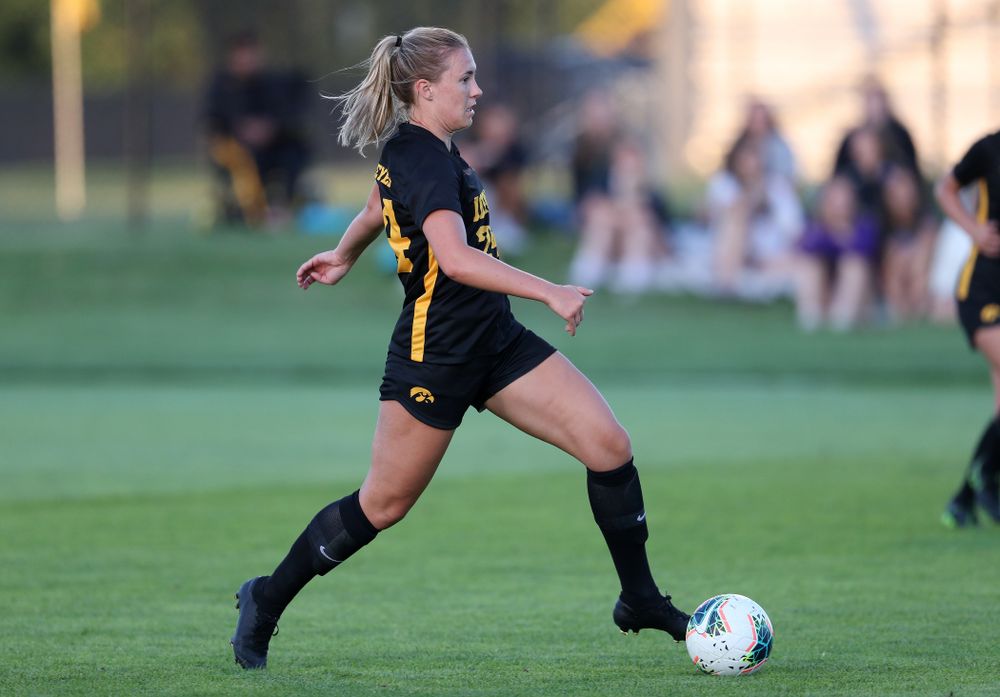 Iowa Hawkeyes defender Sara Wheaton (24) against Western Michigan Thursday, August 22, 2019 at the Iowa Soccer Complex. (Brian Ray/hawkeyesports.com)