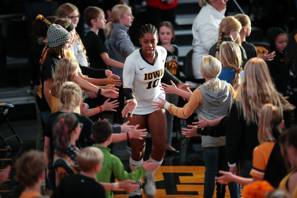 Iowa Hawkeyes outside hitter Griere Hughes (10) against Penn State Friday, November 1, 2019 at Carver Hawkeye Arena. (Brian Ray/hawkeyesports.com)