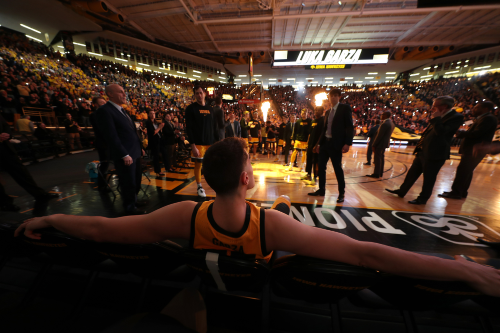 Iowa Hawkeyes forward Luka Garza (55) against the Nebraska Cornhuskers Saturday, February 8, 2020 at Carver-Hawkeye Arena. (Brian Ray/hawkeyesports.com)