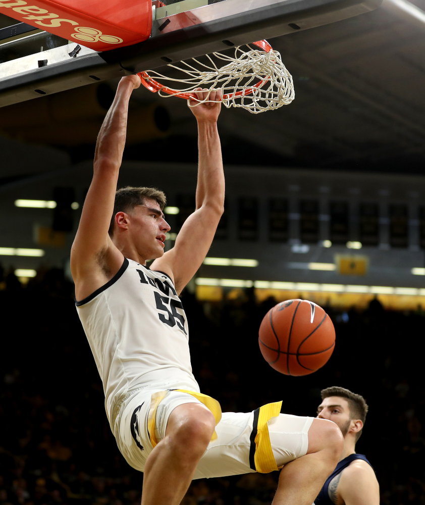 Iowa Hawkeyes forward Luka Garza (55) against Penn State Saturday, February 29, 2020 at Carver-Hawkeye Arena. (Brian Ray/hawkeyesports.com)
