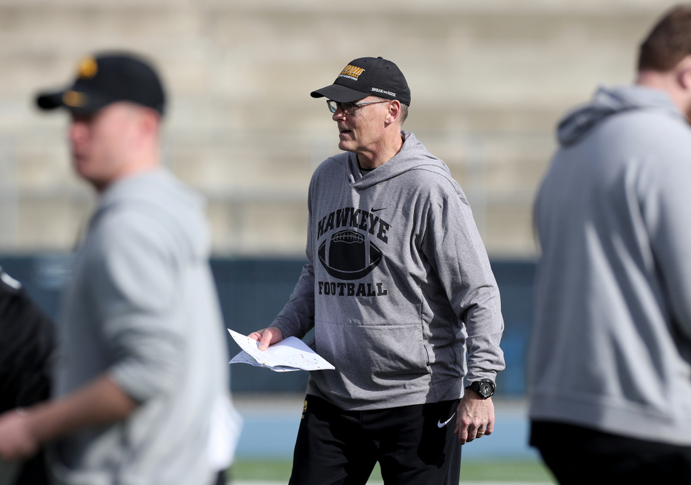 Iowa Hawkeyes assistant defensive line coach Jay Niemann during Holiday Bowl Practice No. 3 Tuesday, December 24, 2019 at San Diego Mesa College. (Brian Ray/hawkeyesports.com)