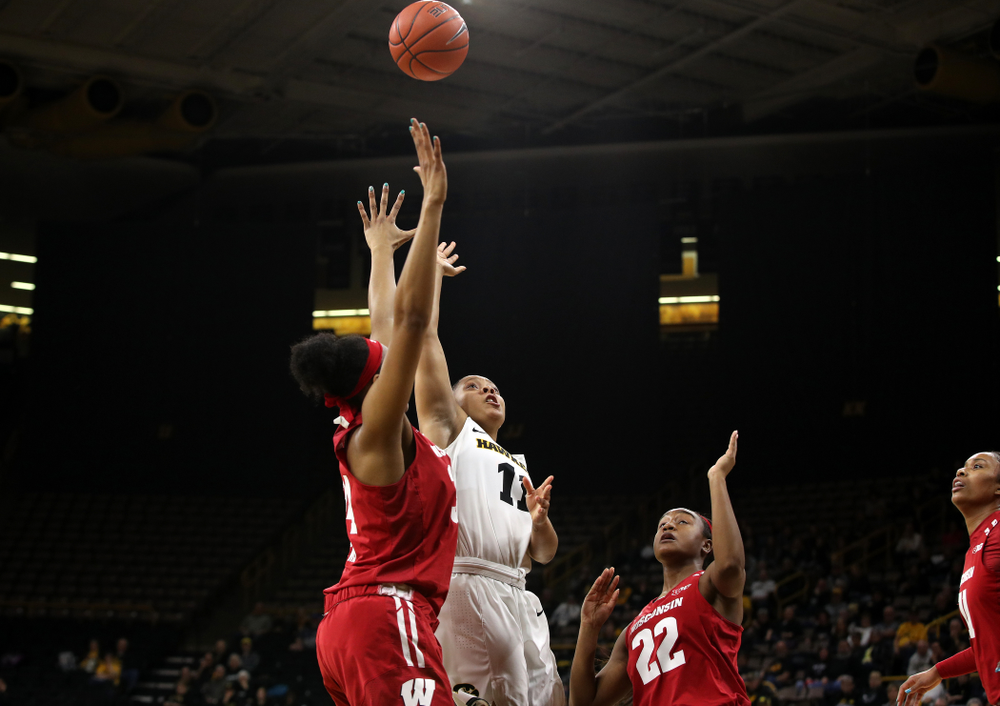 Iowa Hawkeyes guard Tania Davis (11) against the Wisconsin Badgers Monday, January 7, 2019 at Carver-Hawkeye Arena. (Brian Ray/hawkeyesports.com)
